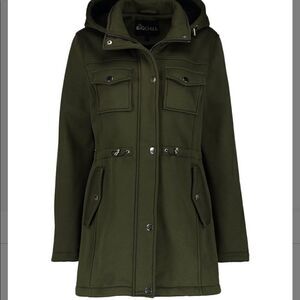 NWT Olive Leopard Sherpa-Lined Hood Fleece Anorak Size M